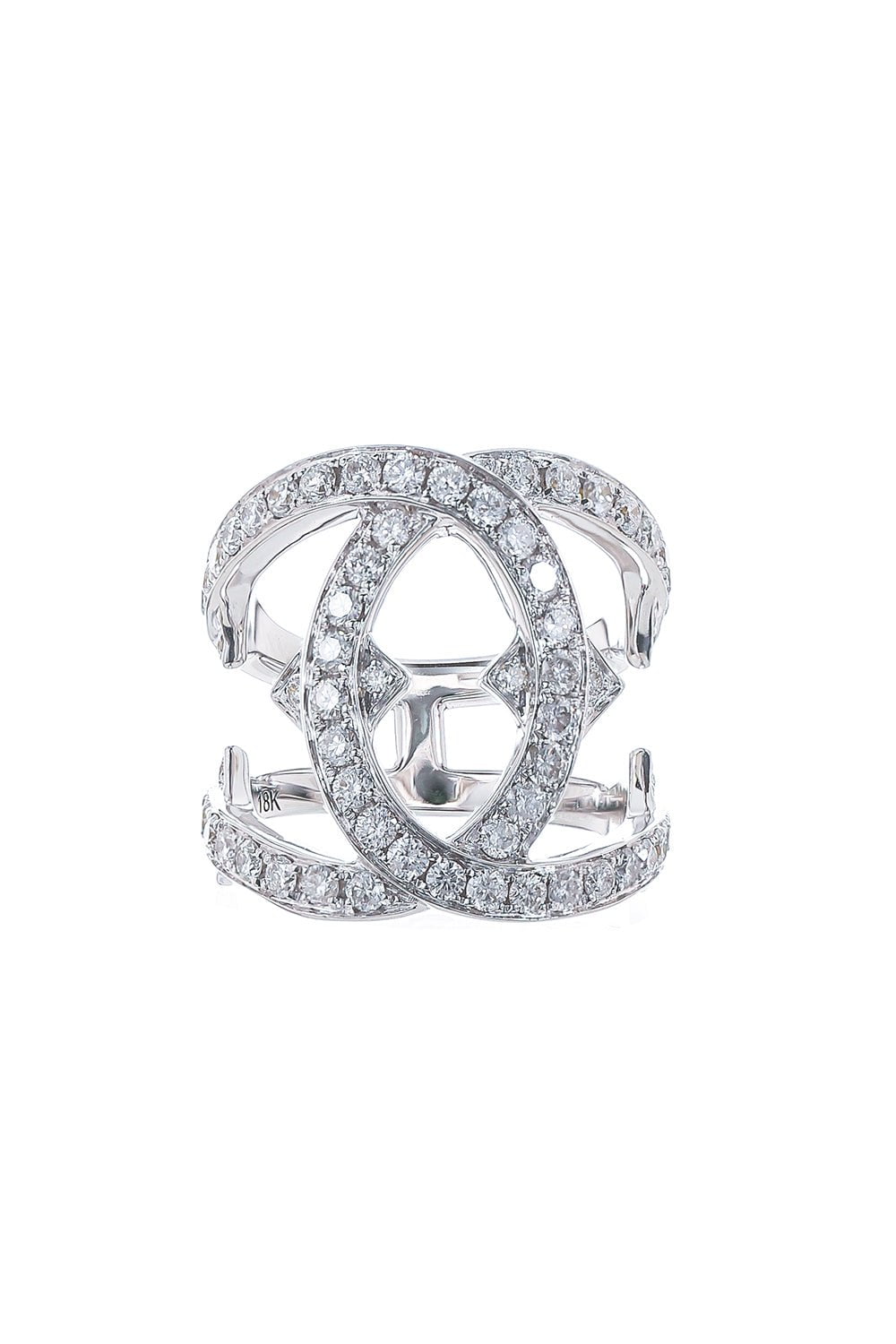 LOREE RODKIN-Small Diamond Interlocking Ring-WHITE GOLD