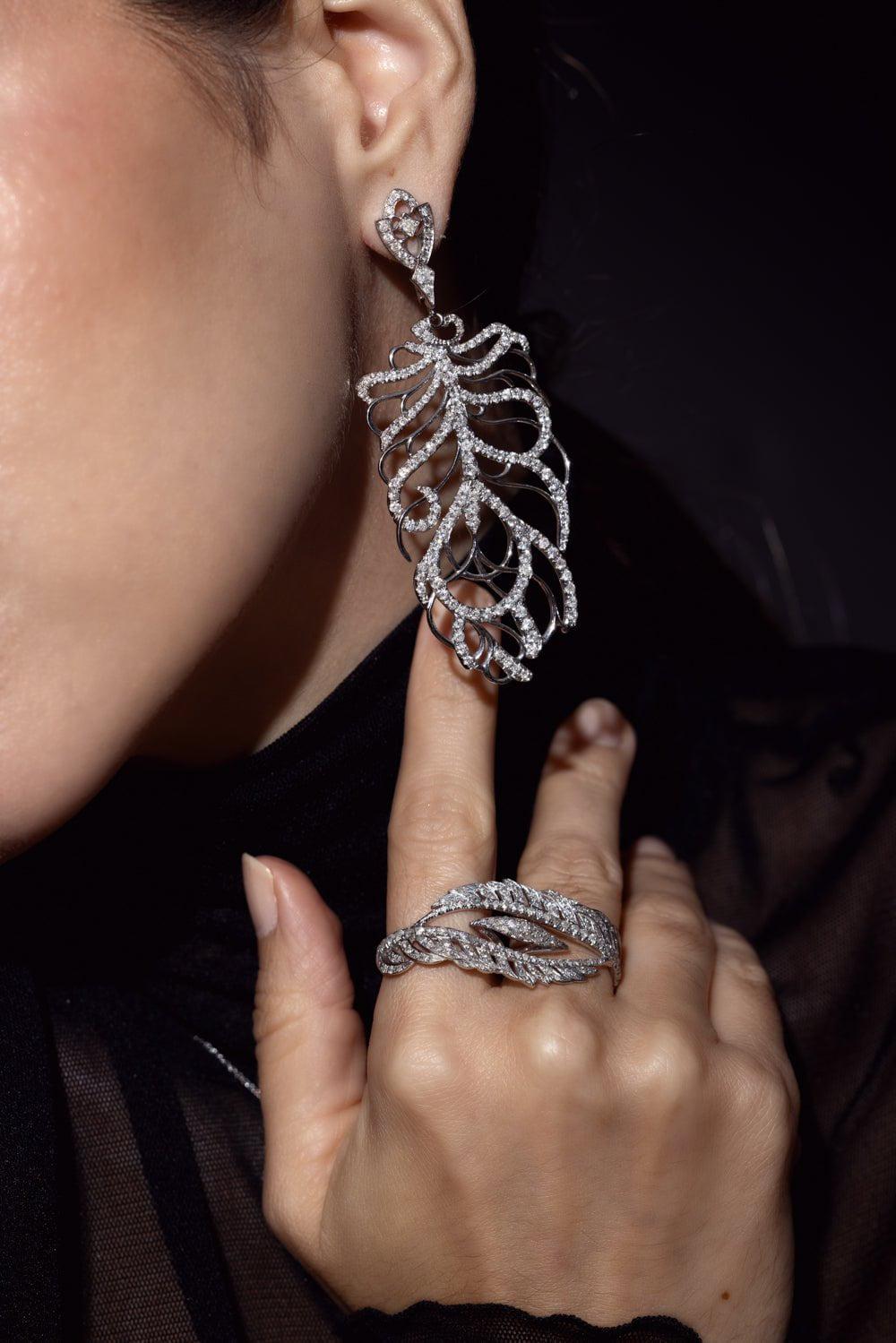 LOREE RODKIN-Phoenix Knuckle Ring-WHITE GOLD