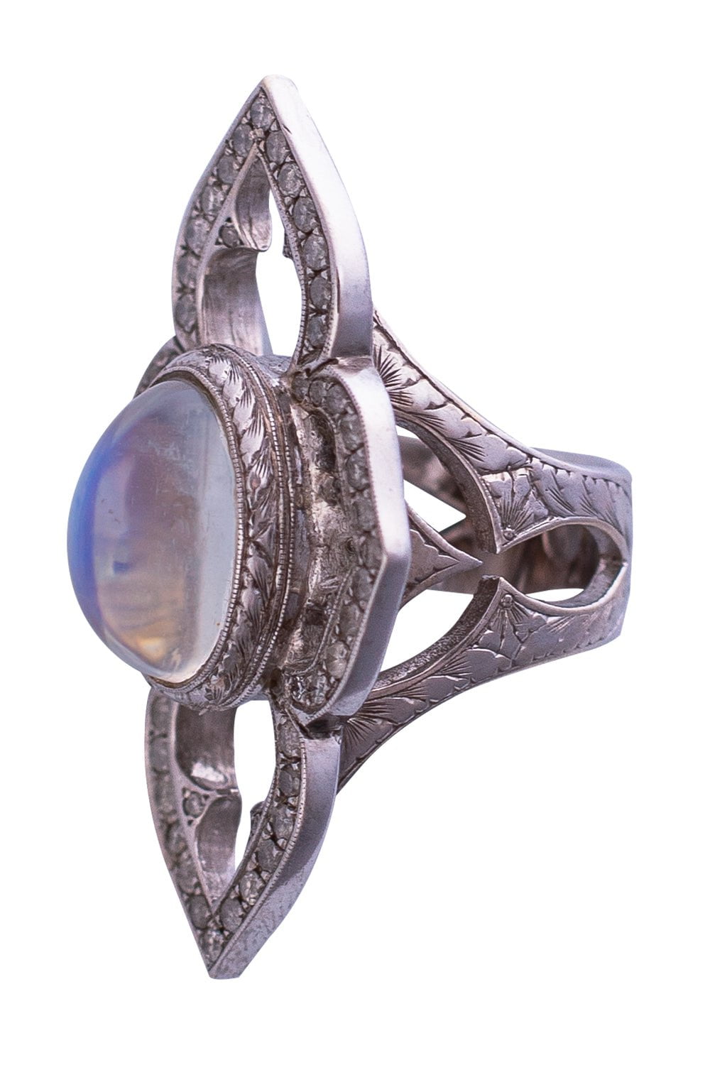 LOREE RODKIN-Small Flower Ring-WHITE GOLD