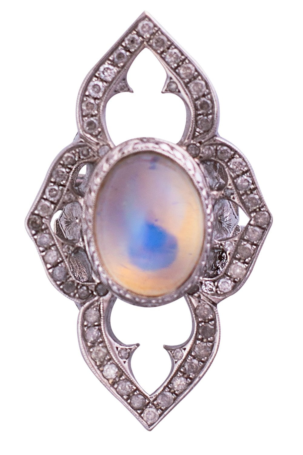 LOREE RODKIN-Small Flower Ring-WHITE GOLD