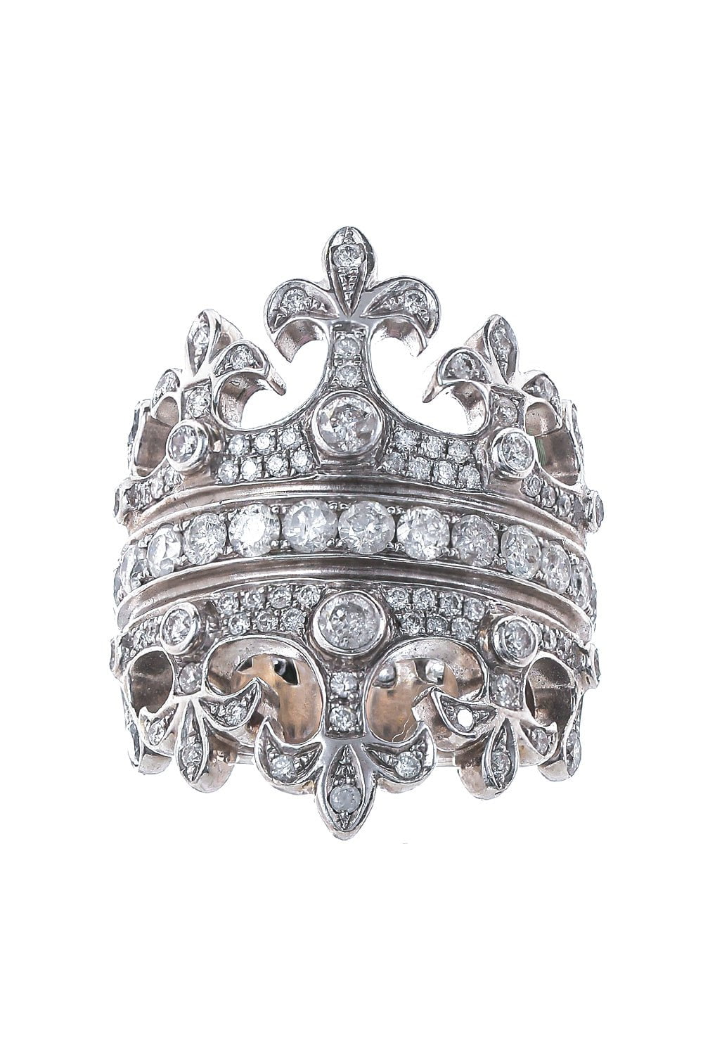 LOREE RODKIN-Diamond Double Crown Fleur De Lis Ring-WHITE GOLD