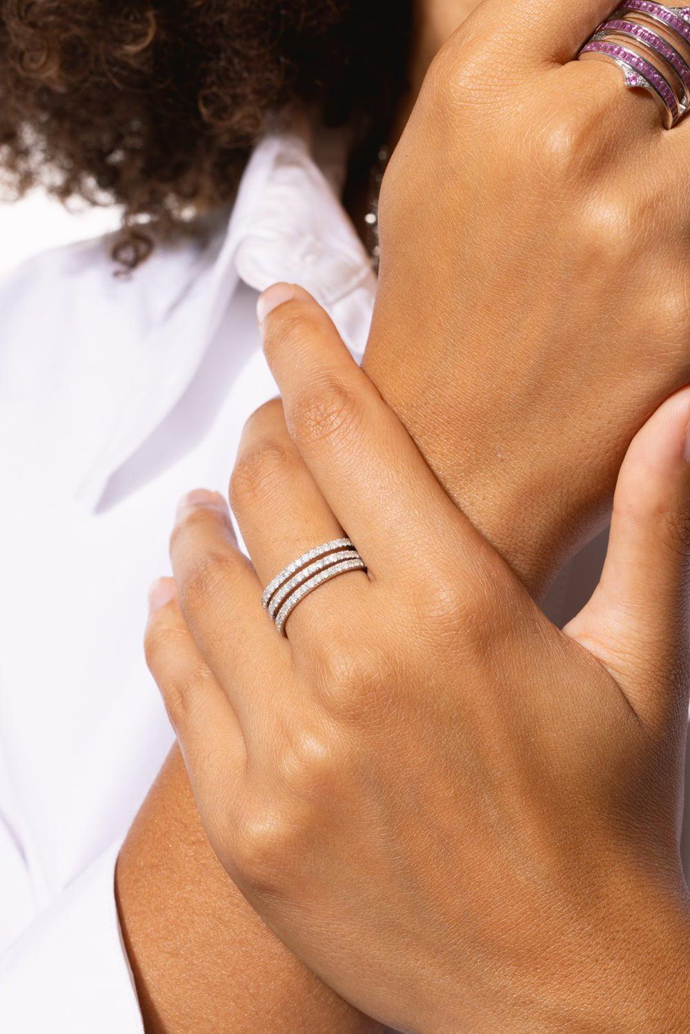 LOREE RODKIN-Triple Diamond Band Ring-WHITE GOLD
