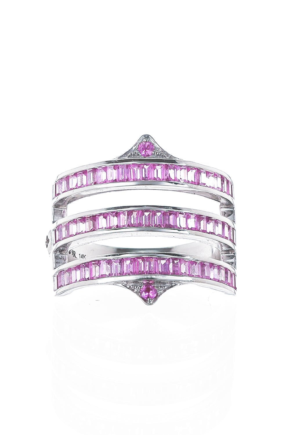 LOREE RODKIN-Triple Pink Sapphire Gothic Point Band Ring-WHITE GOLD