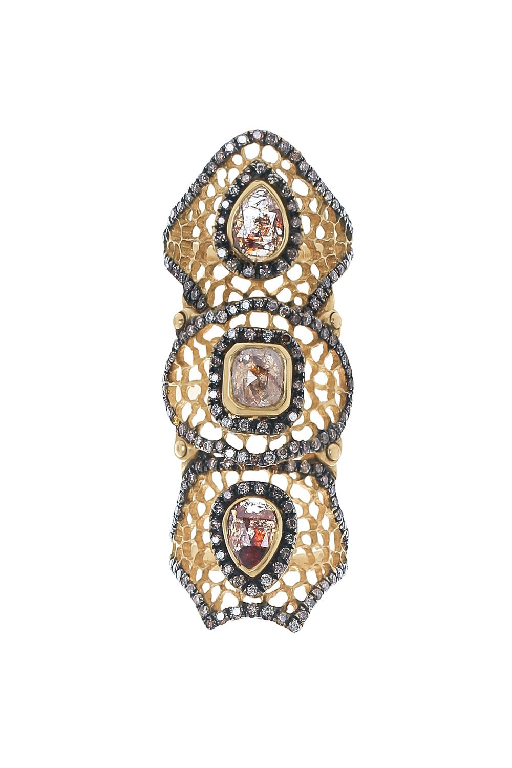 LOREE RODKIN-Baby Spiderweb Bondage Ring-YELLOW GOLD