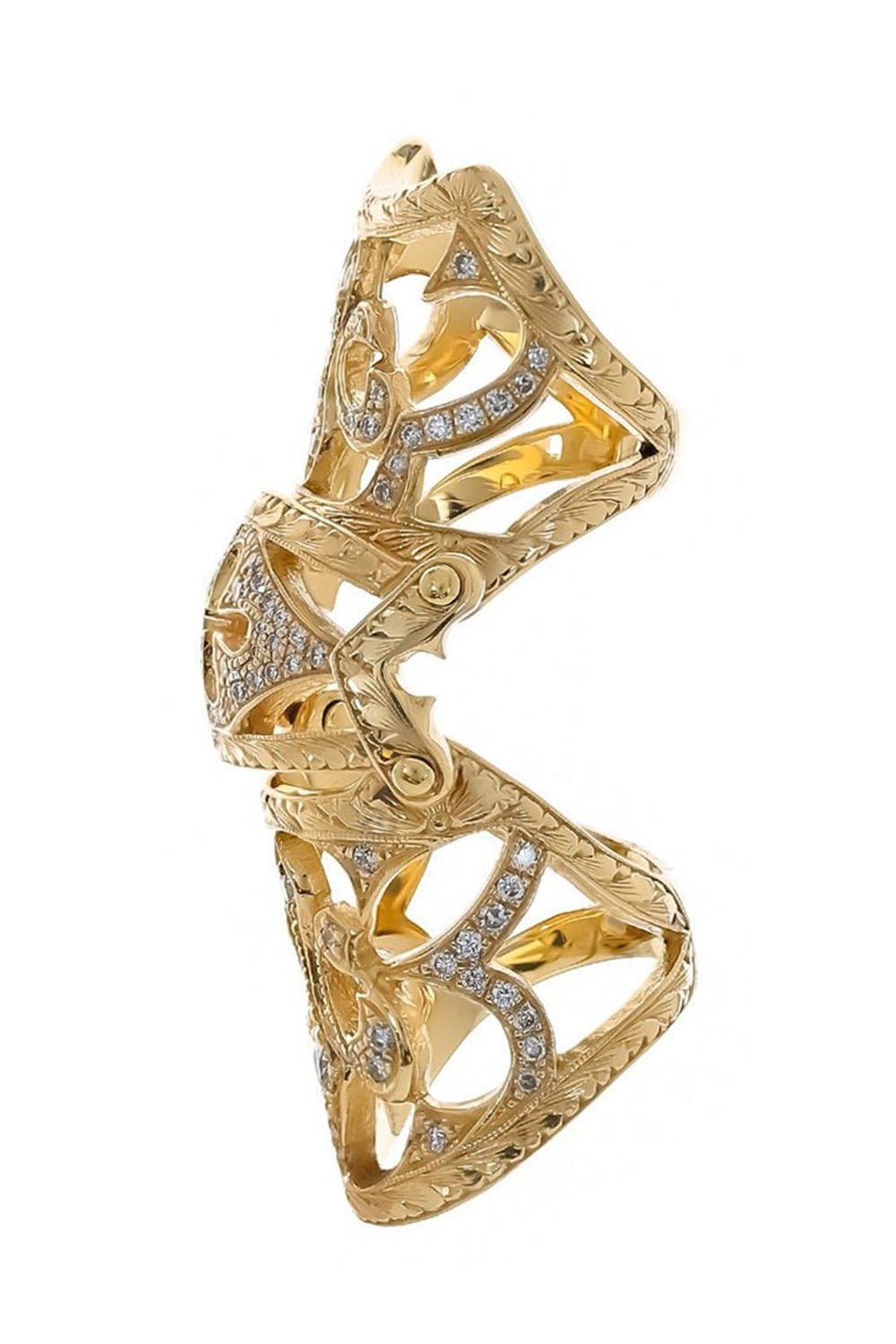 LOREE RODKIN-Double Fleur-De-Lis Ring-YELLOW GOLD
