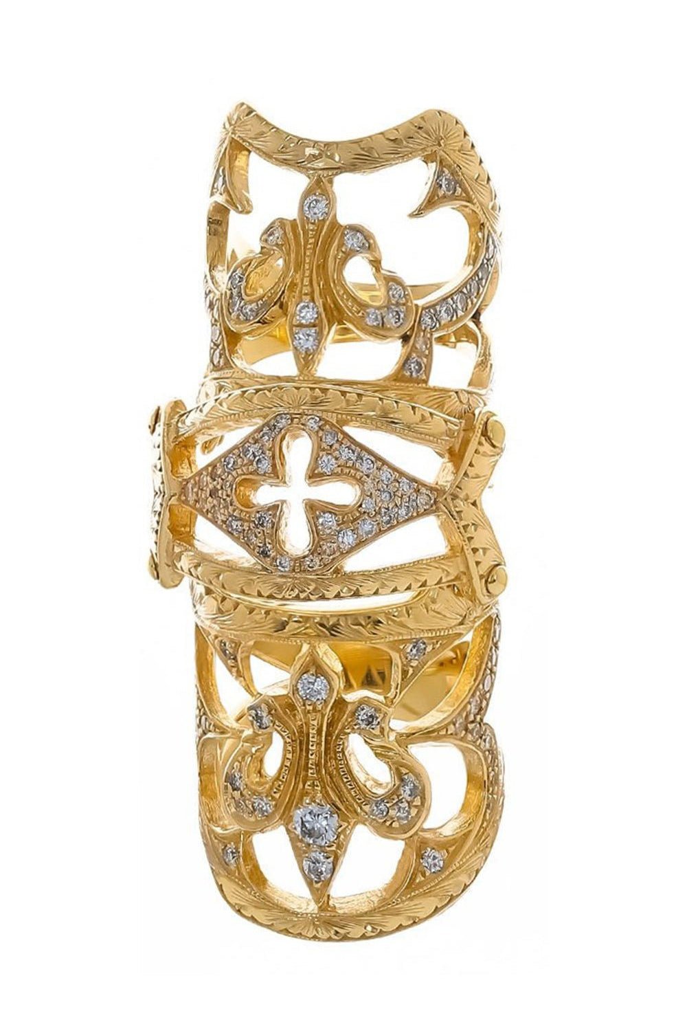 LOREE RODKIN-Double Fleur-De-Lis Ring-YELLOW GOLD