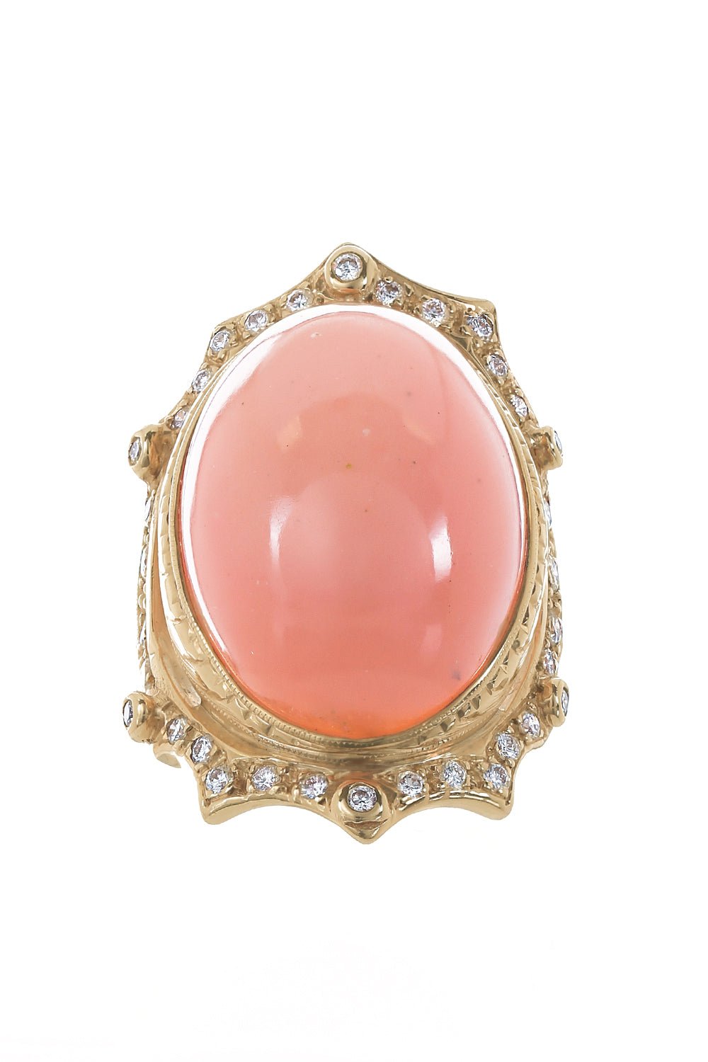 LOREE RODKIN-Diamond Pink Coral Oval Ring-YELLOW GOLD