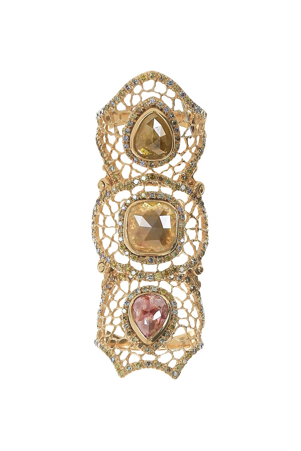 LOREE RODKIN-Medium Spiderweb Bondage Ring-YELLOW GOLD