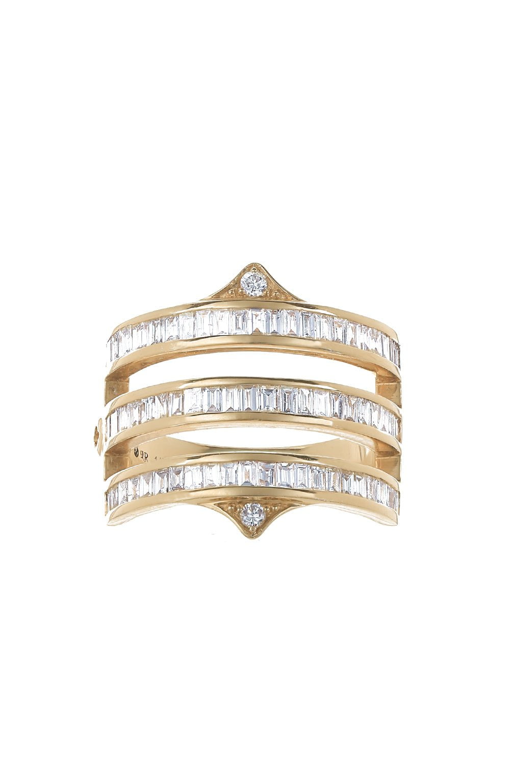 LOREE RODKIN-Triple Diamond Gothic Point Band Ring-YELLOW GOLD