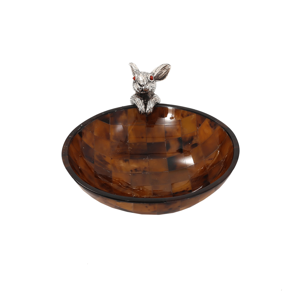 LOTUS ARTS de VIVRE-Rabbit Mosaic Shell Bowl-BROWN