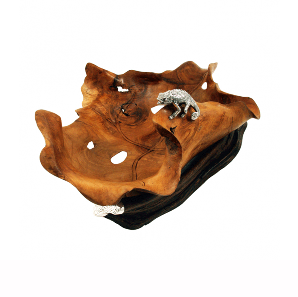 LOTUS ARTS de VIVRE-Chameleon Teak Wood Bowl-TEAK