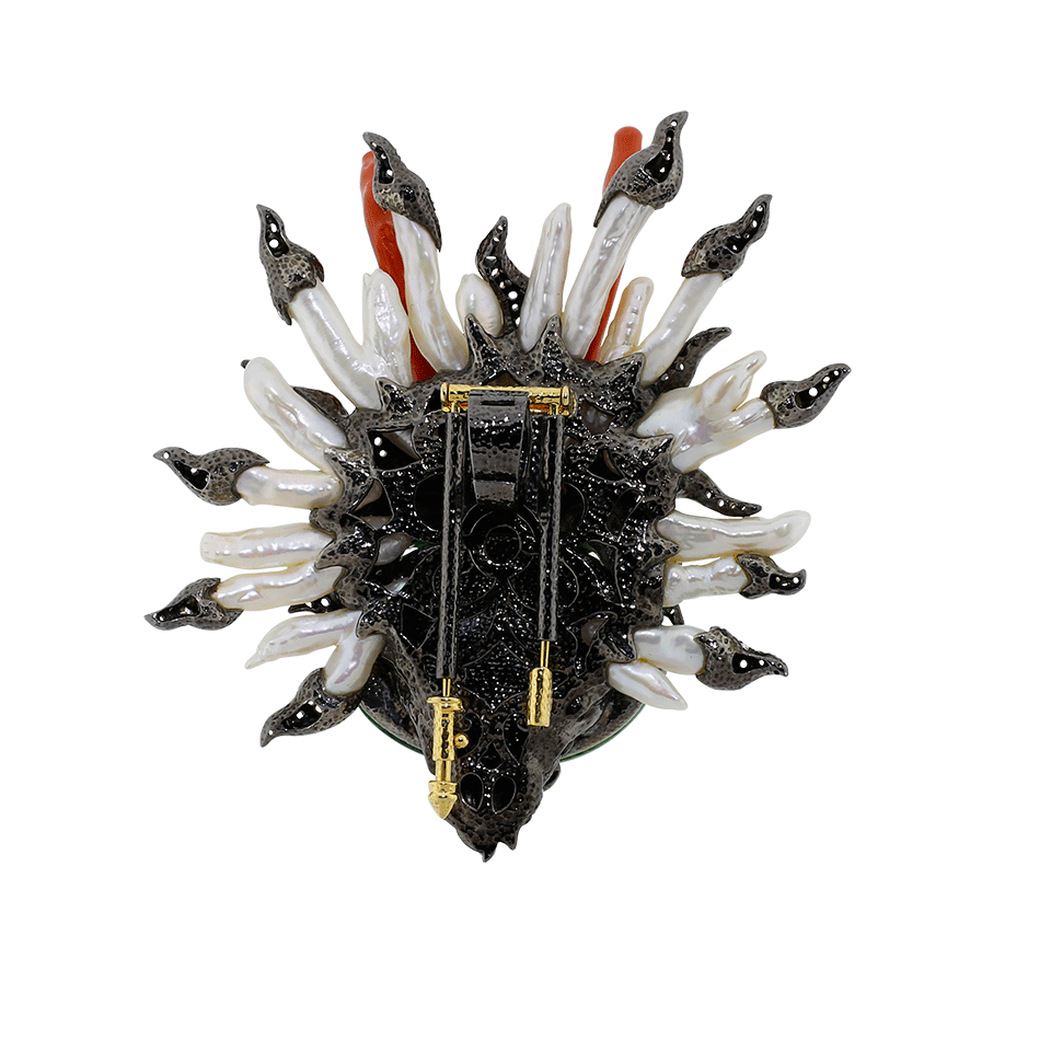 LOTUS ARTS de VIVRE-Dragon Pearl Diamond Brooch-SILVER