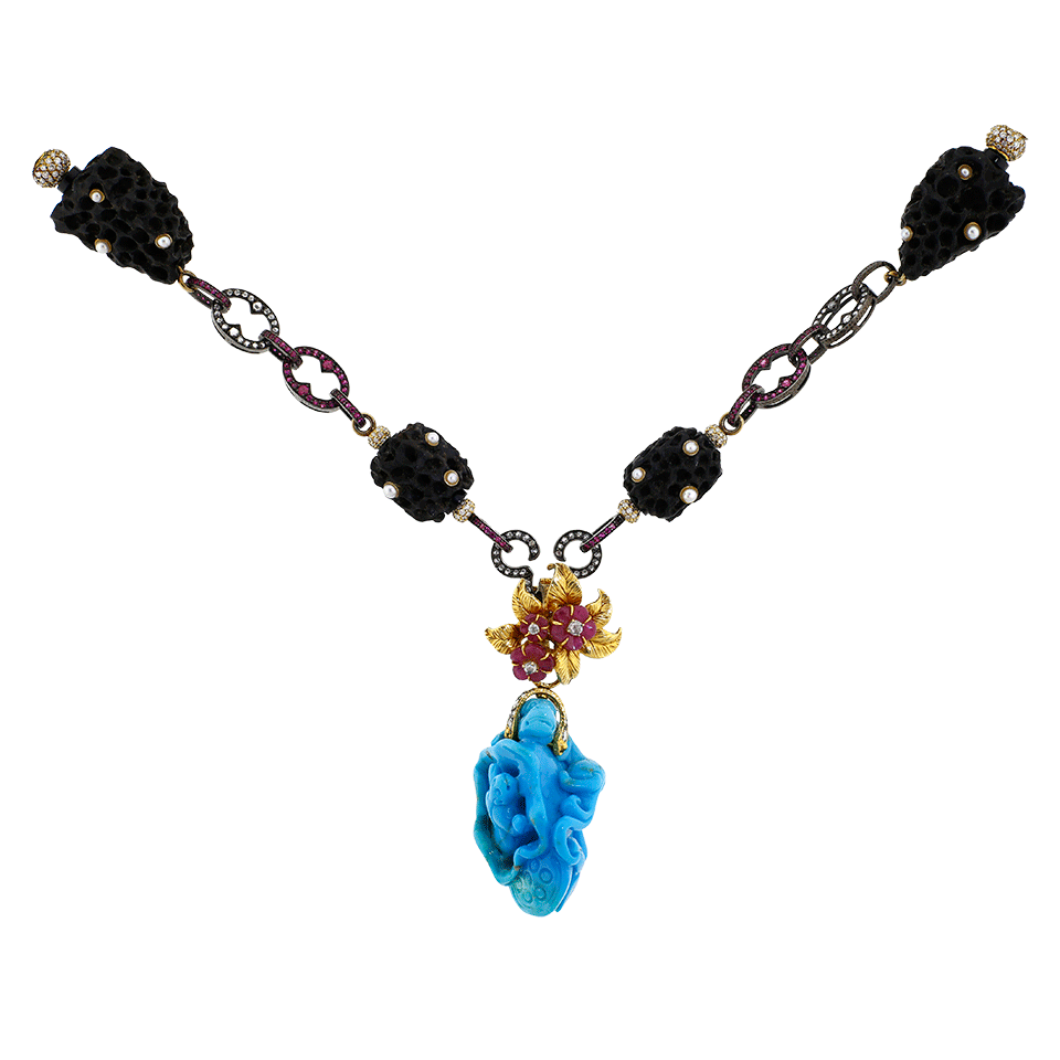 LOTUS ARTS de VIVRE-Free Form Turquoise Necklace-SILVER