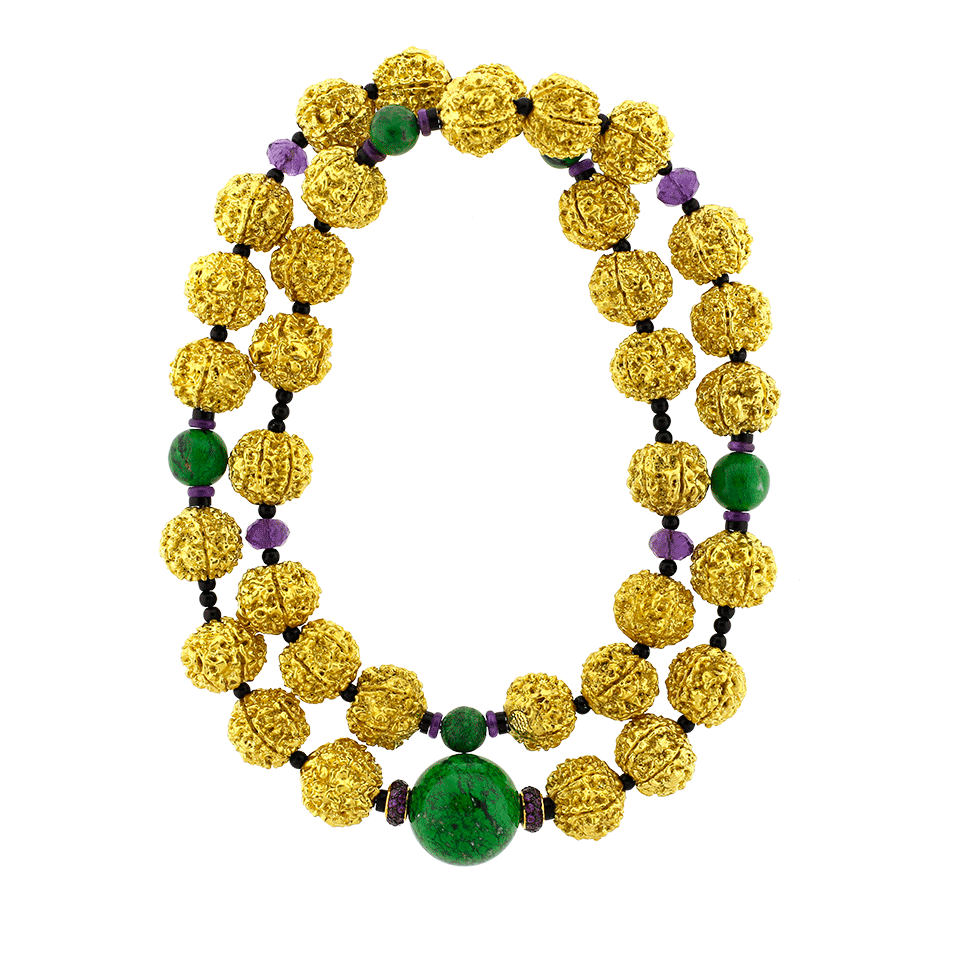 LOTUS ARTS de VIVRE-Maw Sit Sit Prayer Bead Necklace-YELLOW GOLD