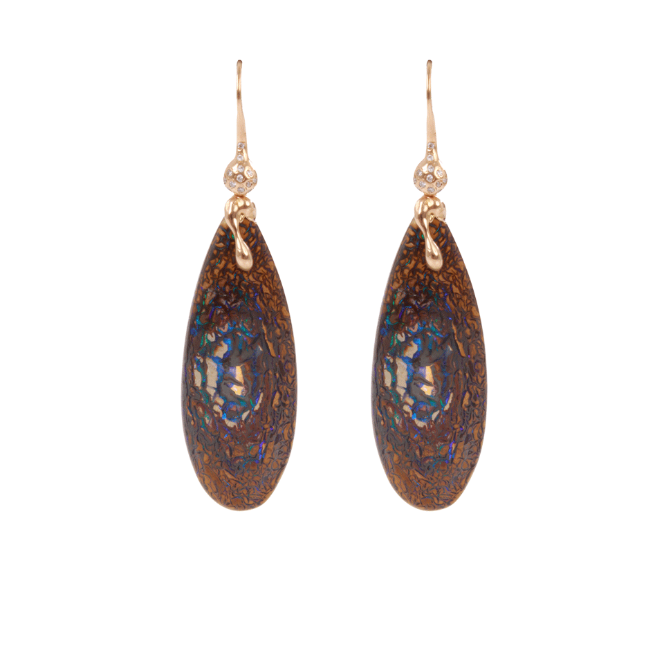 LUCIFER VIR HONESTUS-Boulder Opal Drop Earrings-ROSE GLD