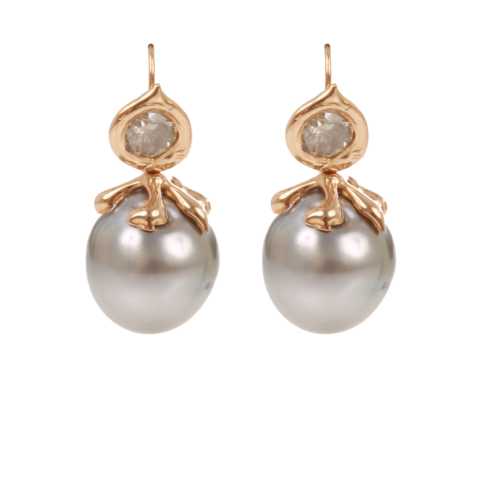 LUCIFER VIR HONESTUS-Melanza Pearl Drop Earrings-ROSE GLD