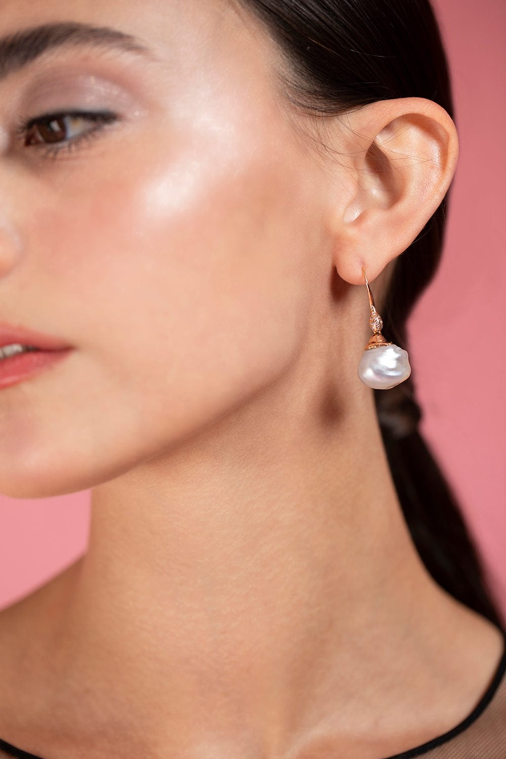 LUCIFER VIR HONESTUS-Australian Pearl Drop Earrings-ROSE GOLD