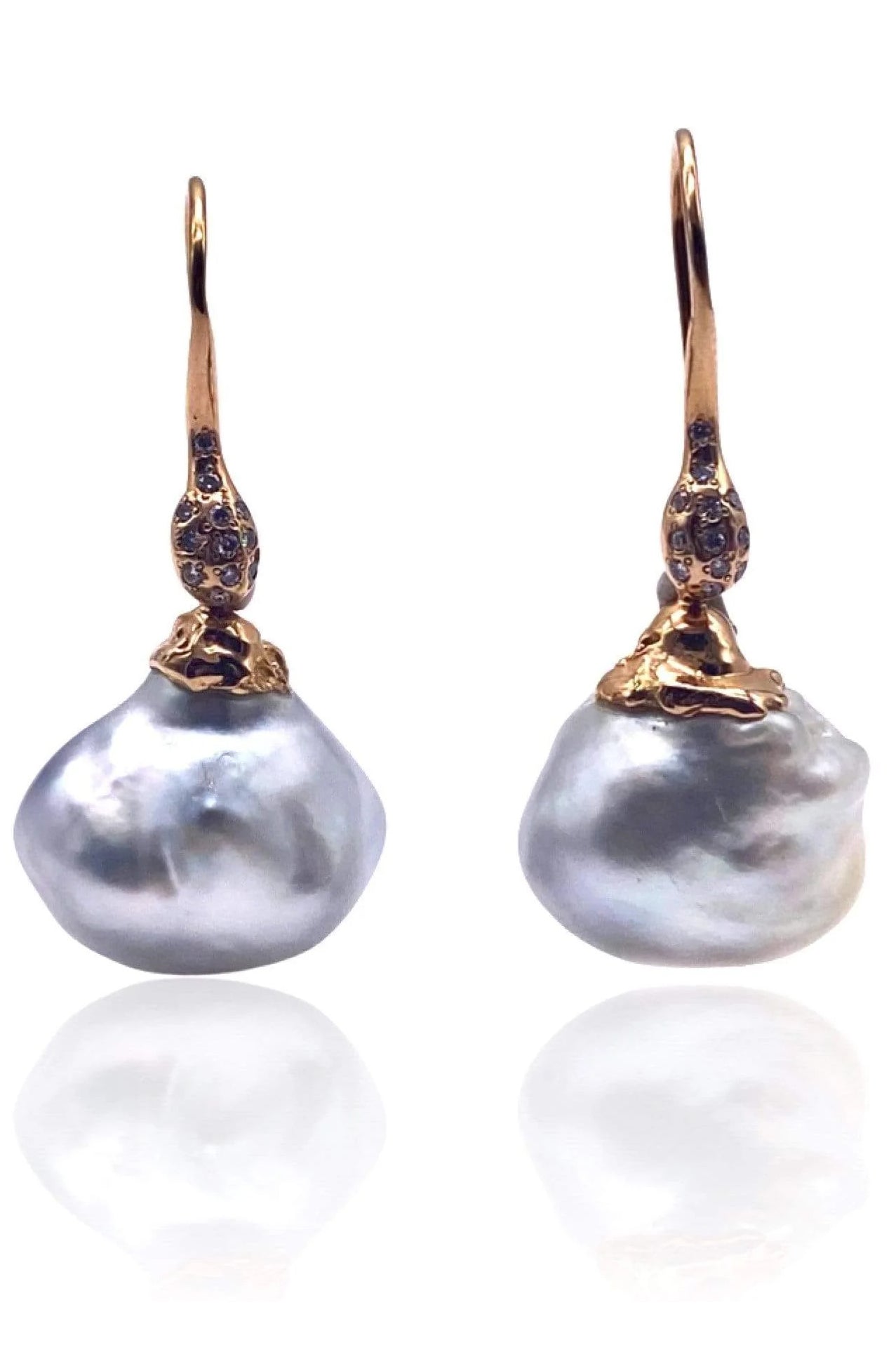 LUCIFER VIR HONESTUS-Australian Pearl Drop Earrings-ROSE GOLD