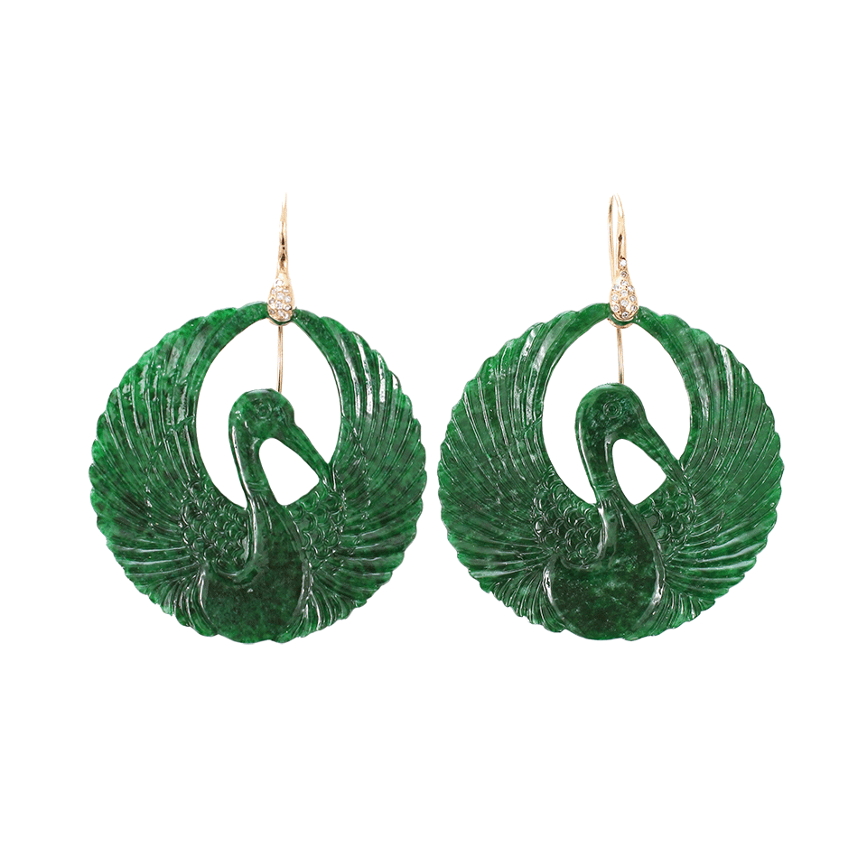 LUCIFER VIR HONESTUS-Carved Jade Bird Earrings-ROSE GOLD