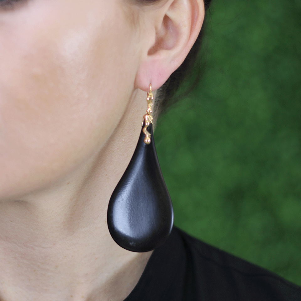 LUCIFER VIR HONESTUS-Ebony Wood Earrings-ROSE GOLD