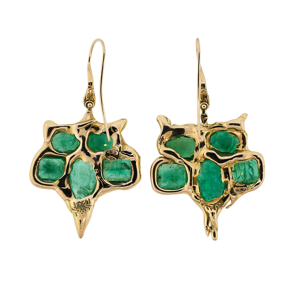LUCIFER VIR HONESTUS-Emerald Owl Earrings-ROSE GOLD