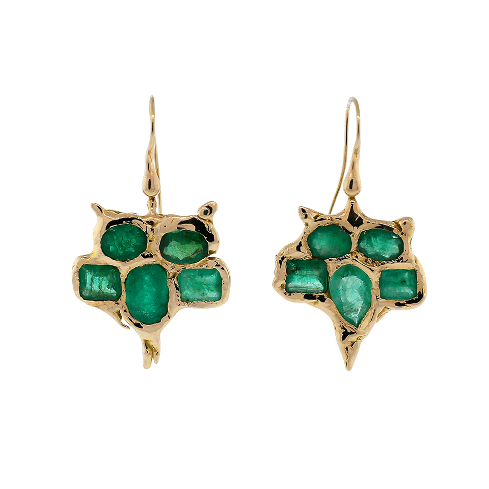 LUCIFER VIR HONESTUS-Emerald Owl Earrings-ROSE GOLD
