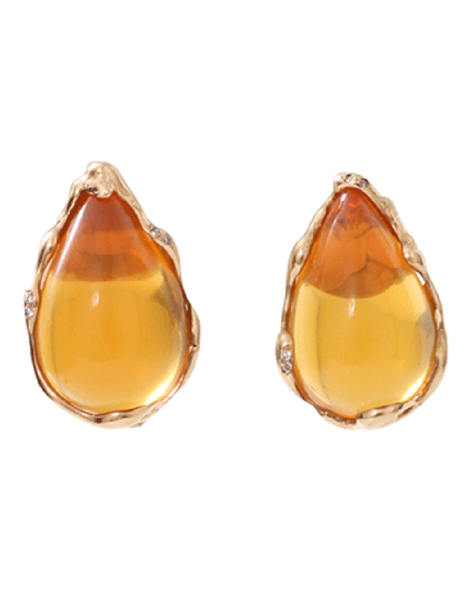 LUCIFER VIR HONESTUS-Fire Opal And Diamond Earrings-ROSE GOLD