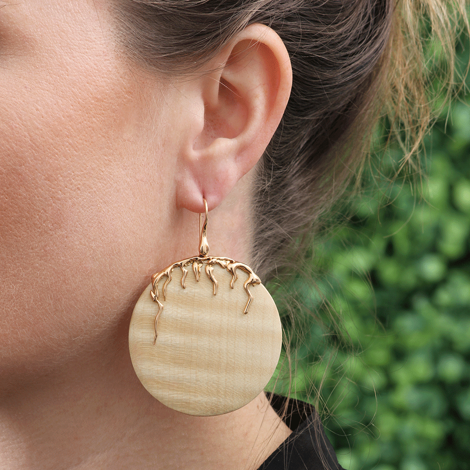 LUCIFER VIR HONESTUS-Maple Wood Disc Earrings-ROSE GOLD