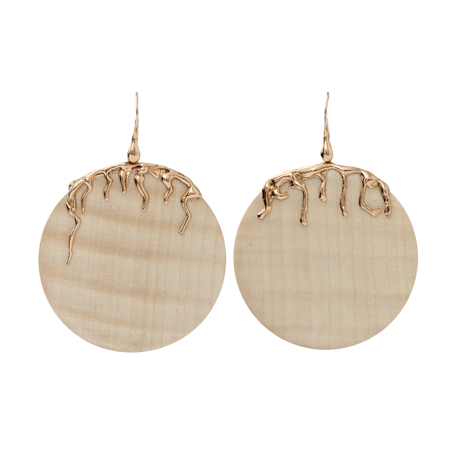 LUCIFER VIR HONESTUS-Maple Wood Disc Earrings-ROSE GOLD