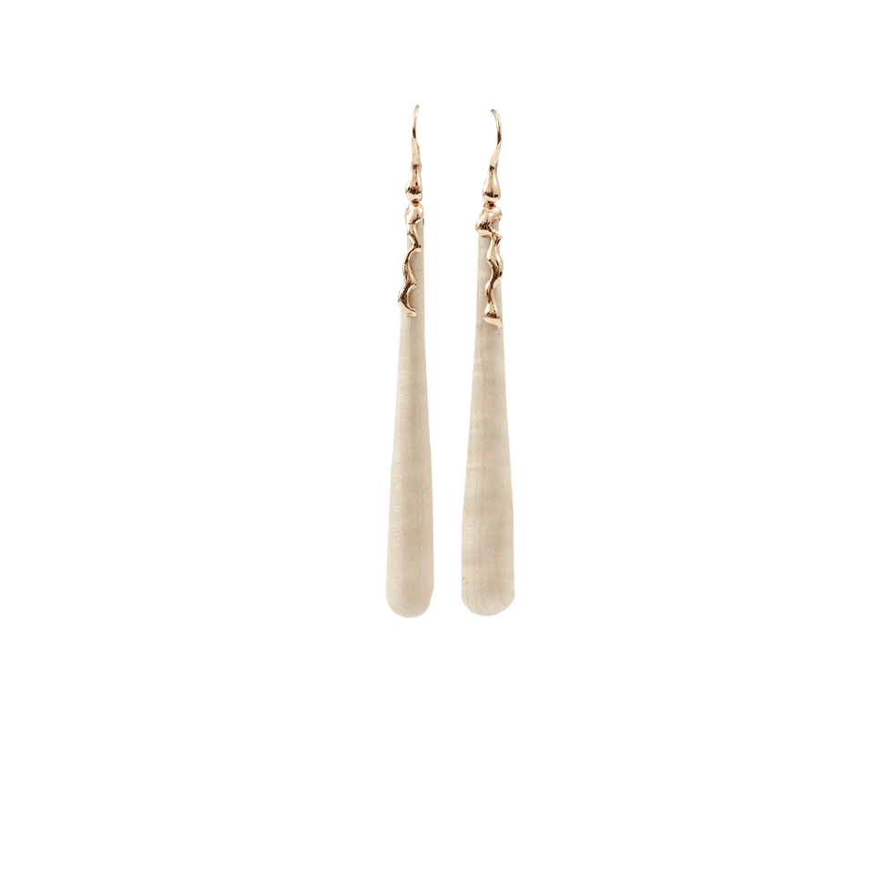 LUCIFER VIR HONESTUS-Maple Wood Long Drop Earrings-ROSE GOLD