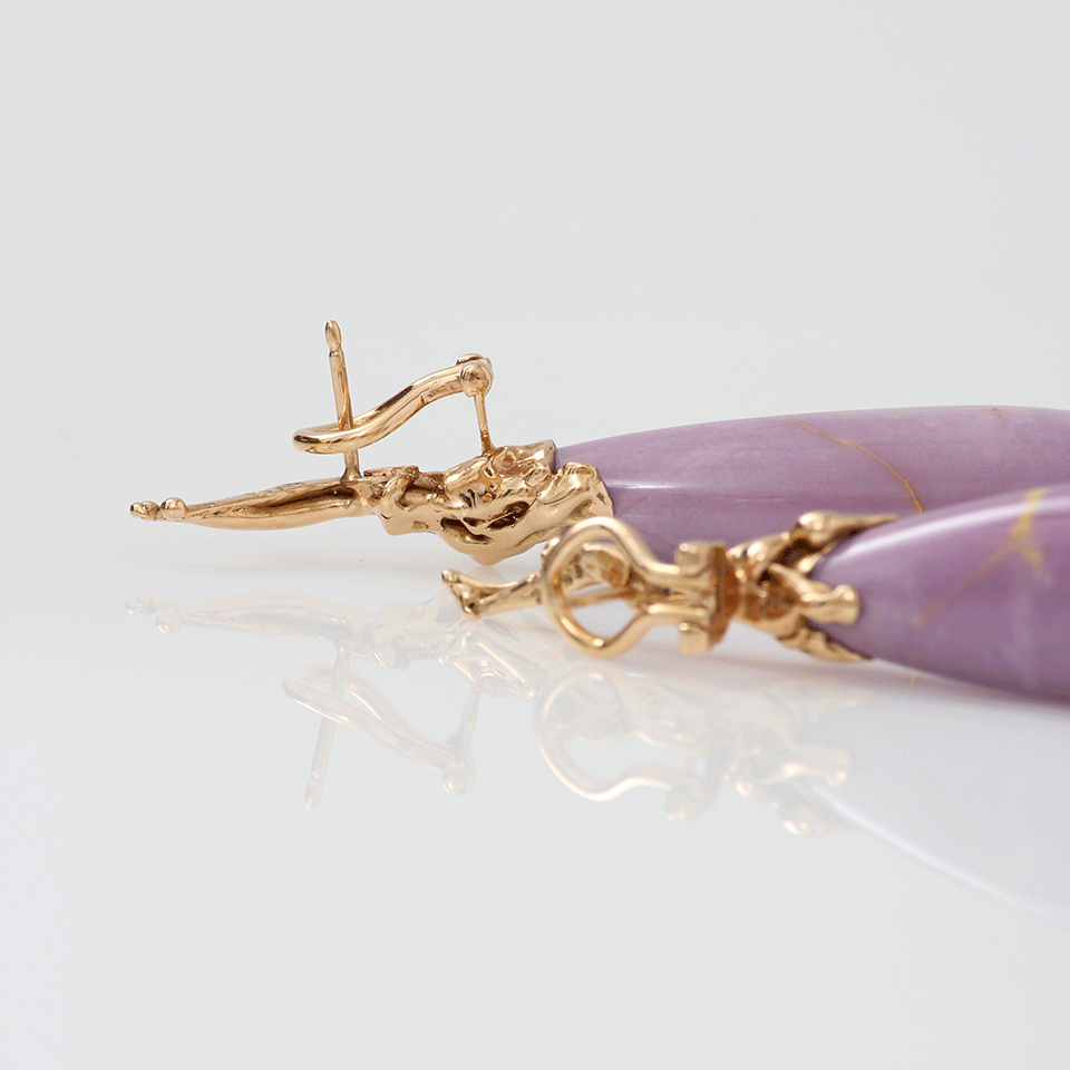 LUCIFER VIR HONESTUS-Phosphosiderite Drop Earrings-ROSE GOLD