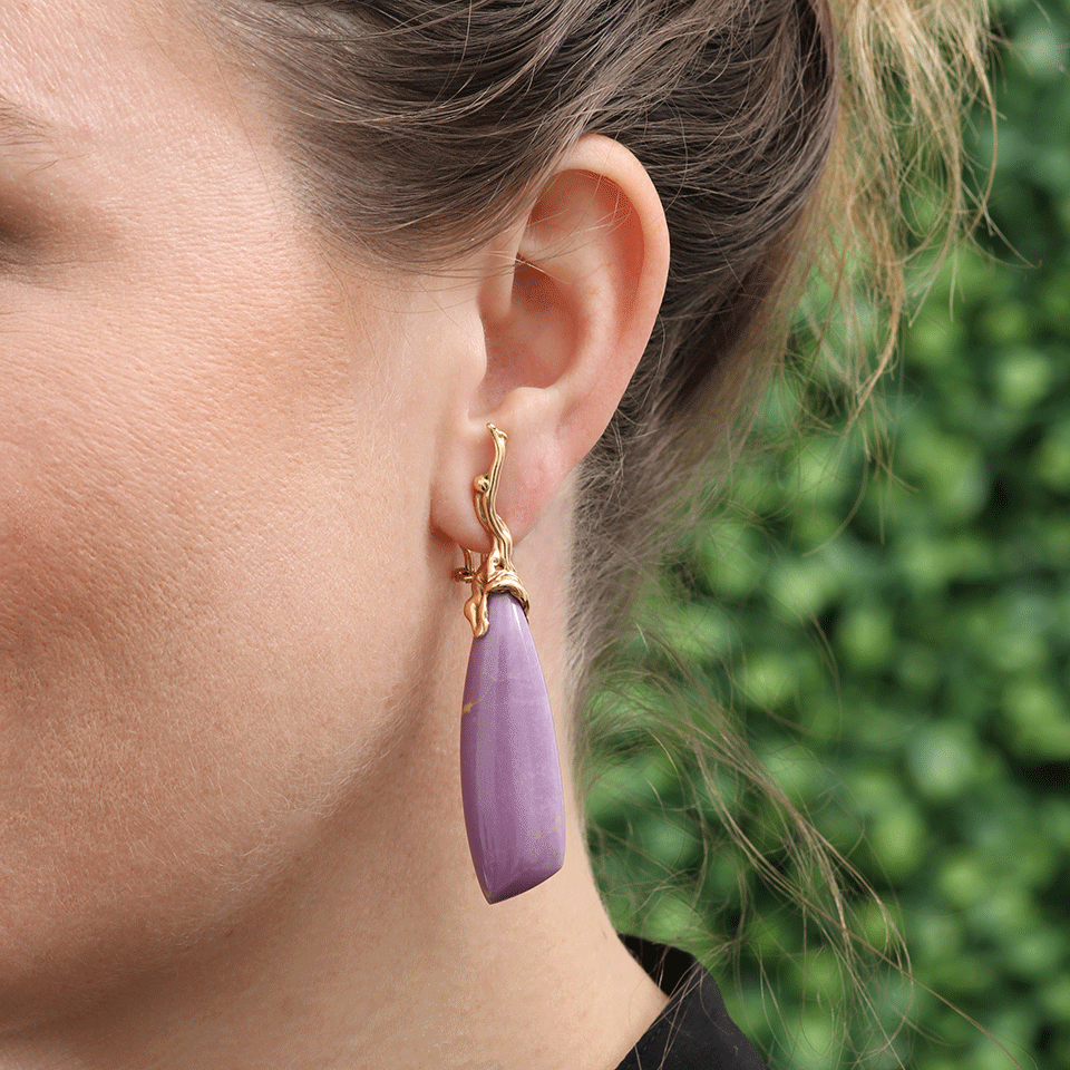 LUCIFER VIR HONESTUS-Phosphosiderite Drop Earrings-ROSE GOLD