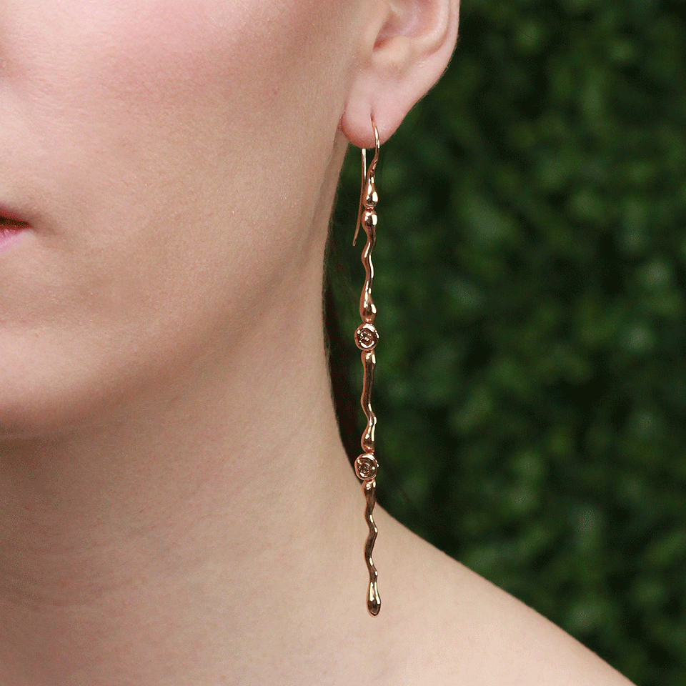 LUCIFER VIR HONESTUS-Stanghette Cognac Diamond Earrings-ROSE GOLD