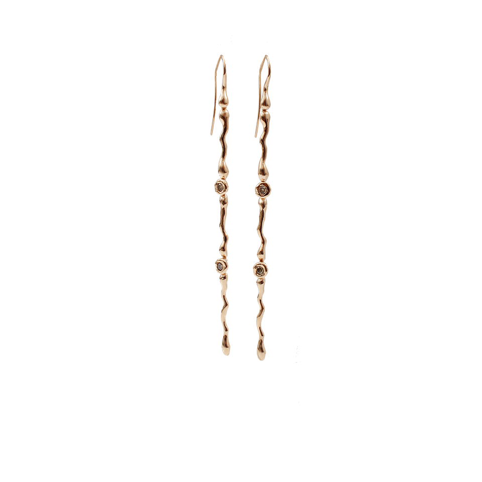 LUCIFER VIR HONESTUS-Stanghette Cognac Diamond Earrings-ROSE GOLD