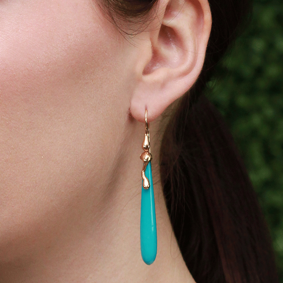 LUCIFER VIR HONESTUS-Turquoise Drop Earrings-ROSE GOLD