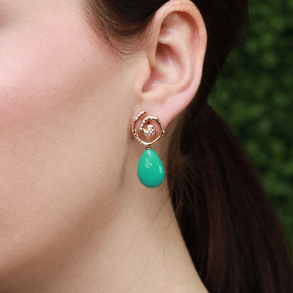 LUCIFER VIR HONESTUS-Turquoise Spiralini Earrings-ROSE GOLD
