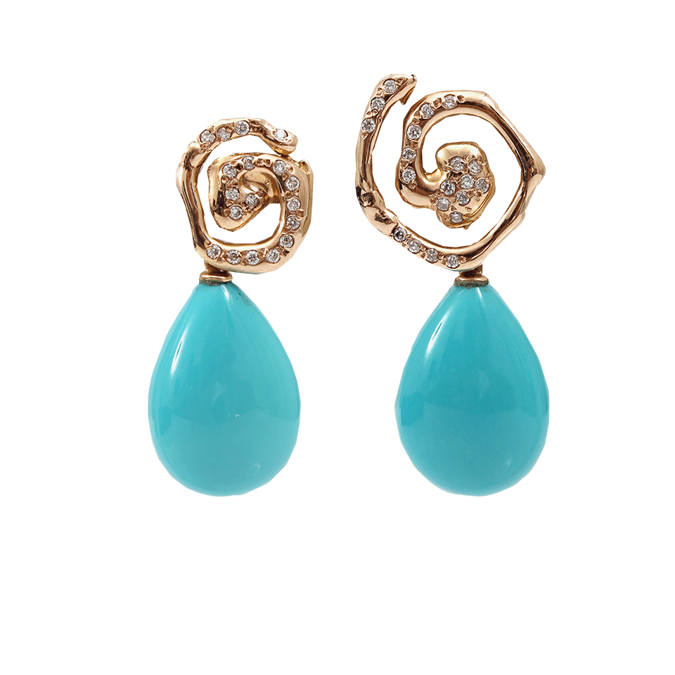LUCIFER VIR HONESTUS-Turquoise Spiralini Earrings-ROSE GOLD