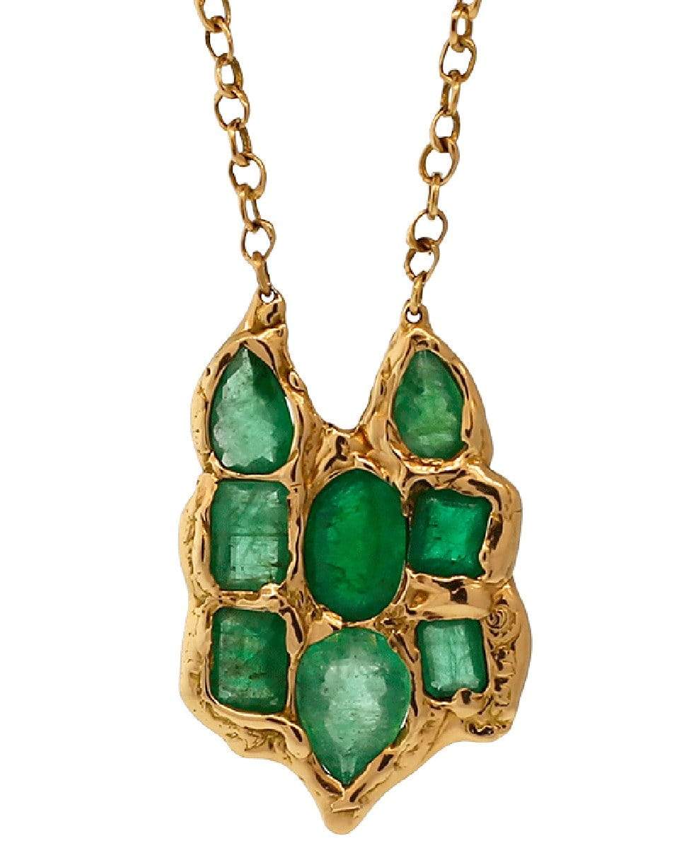 LUCIFER VIR HONESTUS-Emerald Owl Pendant Necklace-ROSE GOLD