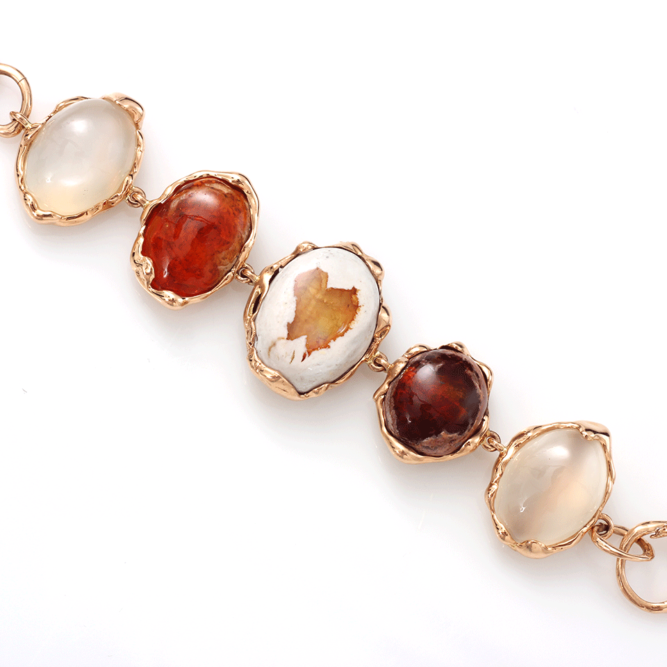 LUCIFER VIR HONESTUS-Fire Opal And Rainbow Moonstone Bracelet-ROSE GOLD