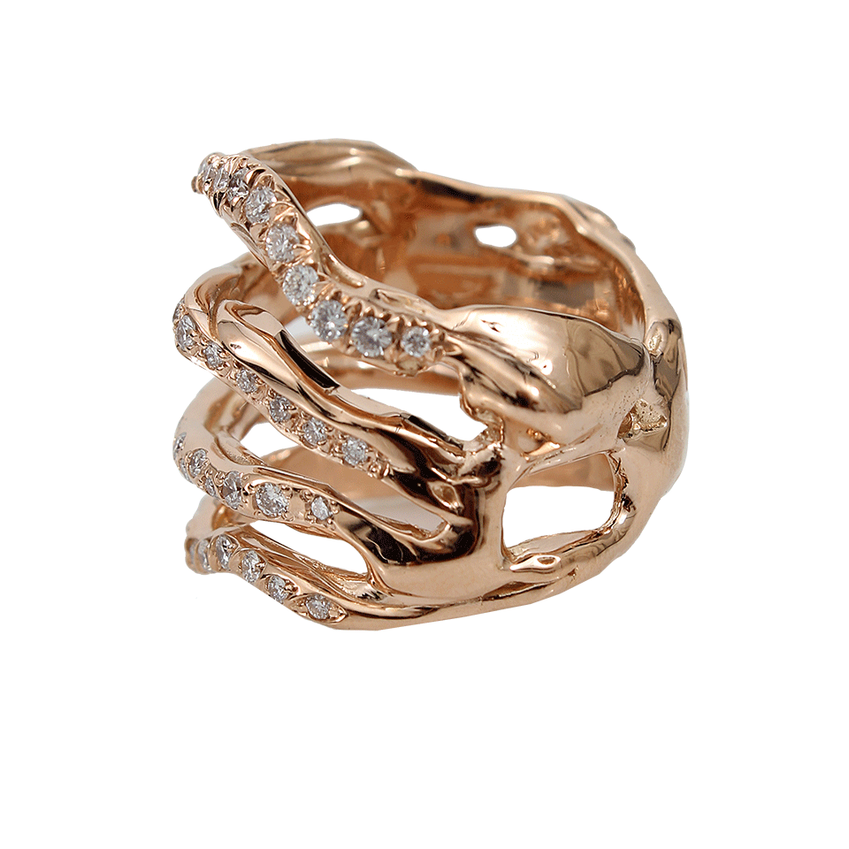 LUCIFER VIR HONESTUS-Corteccia Four Ring Set With Diamonds-ROSE GOLD