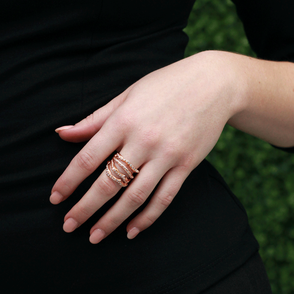 LUCIFER VIR HONESTUS-Corteccia Four Ring Set With Diamonds-ROSE GOLD