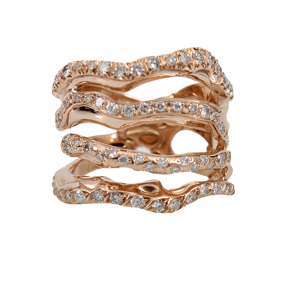 LUCIFER VIR HONESTUS-Corteccia Four Ring Set With Diamonds-ROSE GOLD