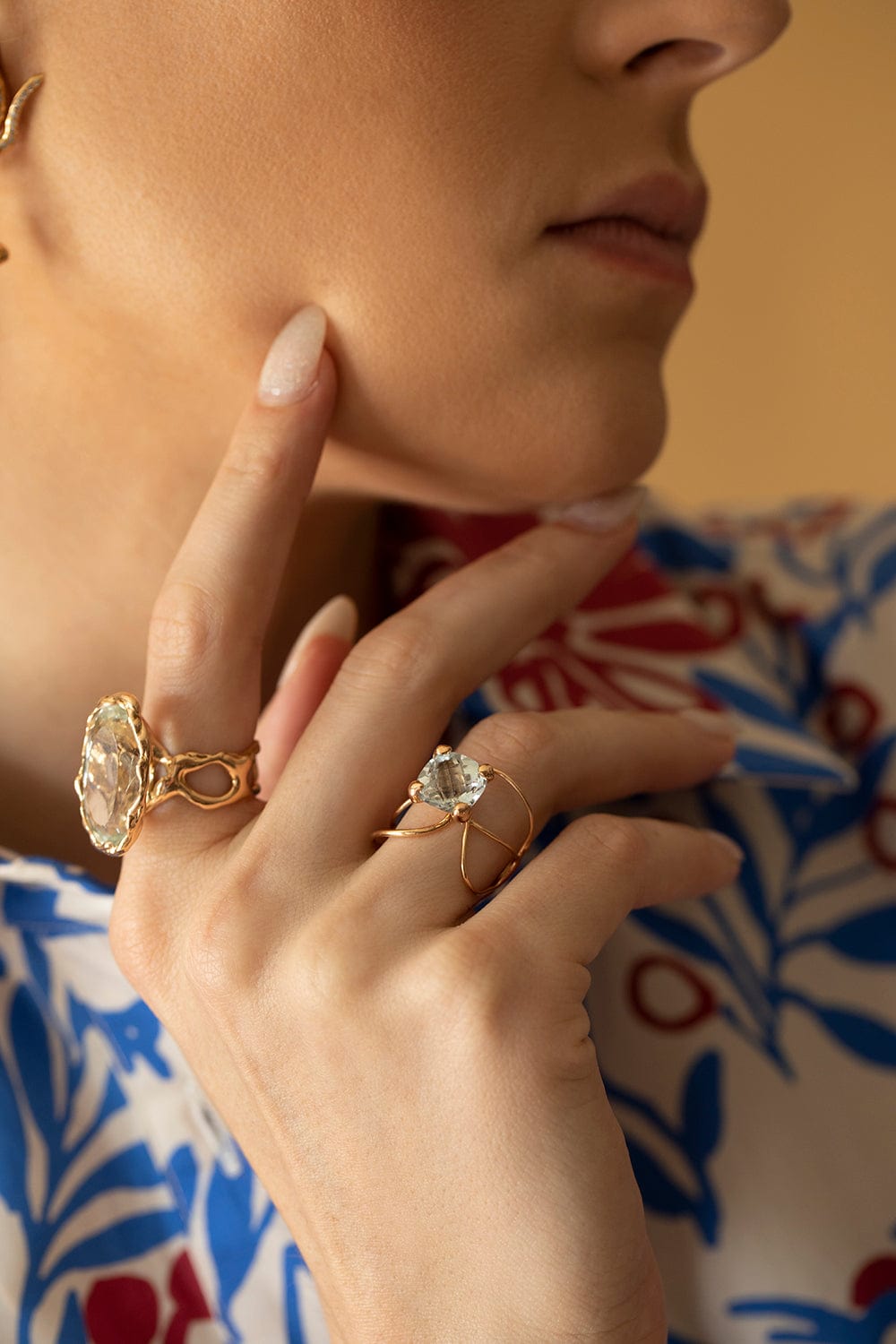 LUCIFER VIR HONESTUS-Aquamarine Reticolo Ring-ROSE GOLD