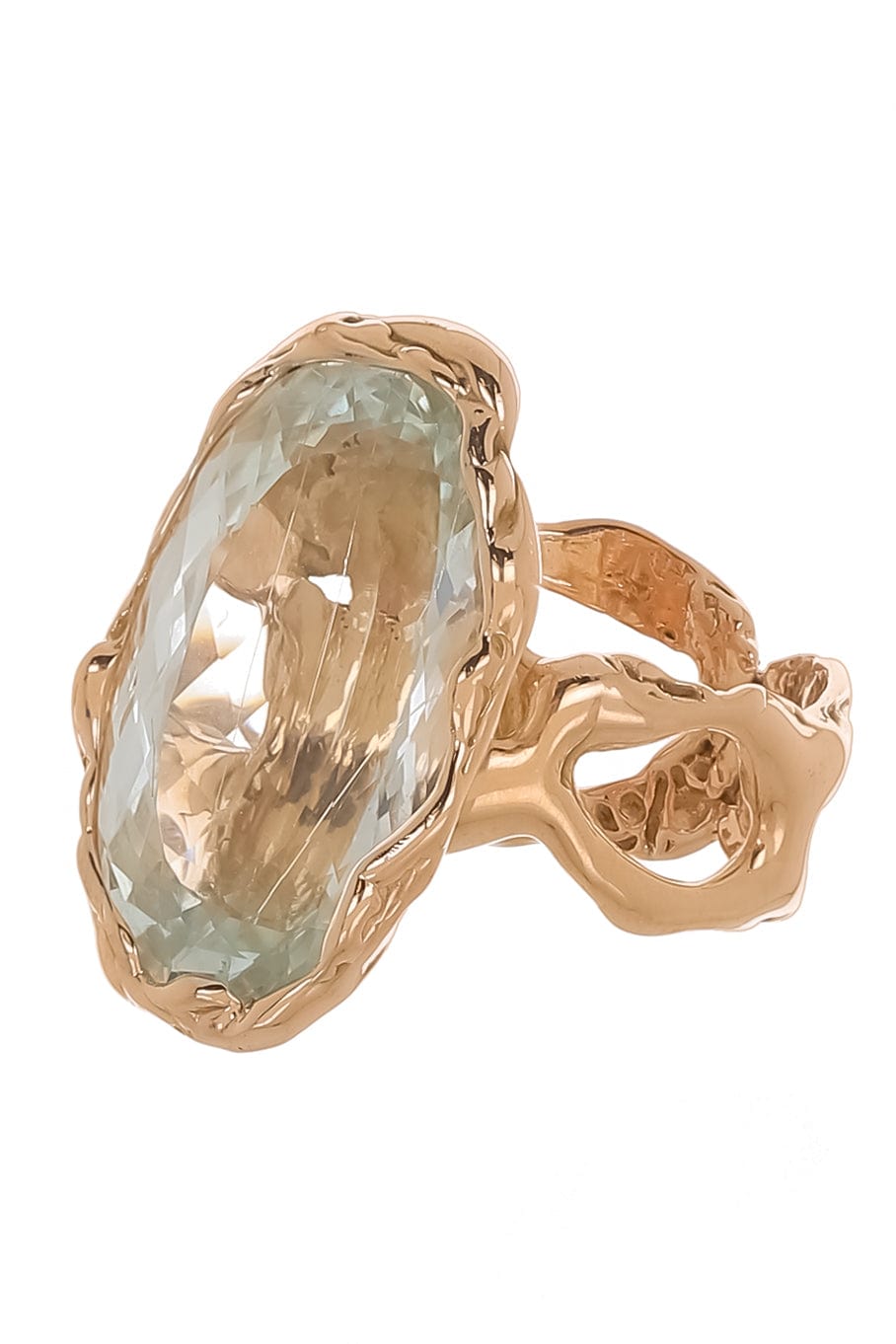 LUCIFER VIR HONESTUS-Aquamarine Reticolo Ring-ROSE GOLD