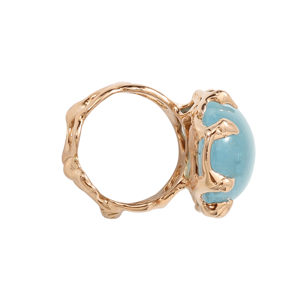 LUCIFER VIR HONESTUS-Aquamarine Chicco Ring-ROSE GOLD