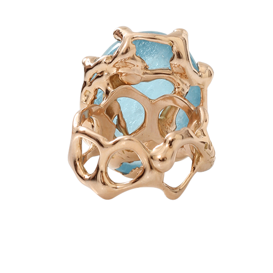 LUCIFER VIR HONESTUS-Aquamarine Chicco Ring-ROSE GOLD