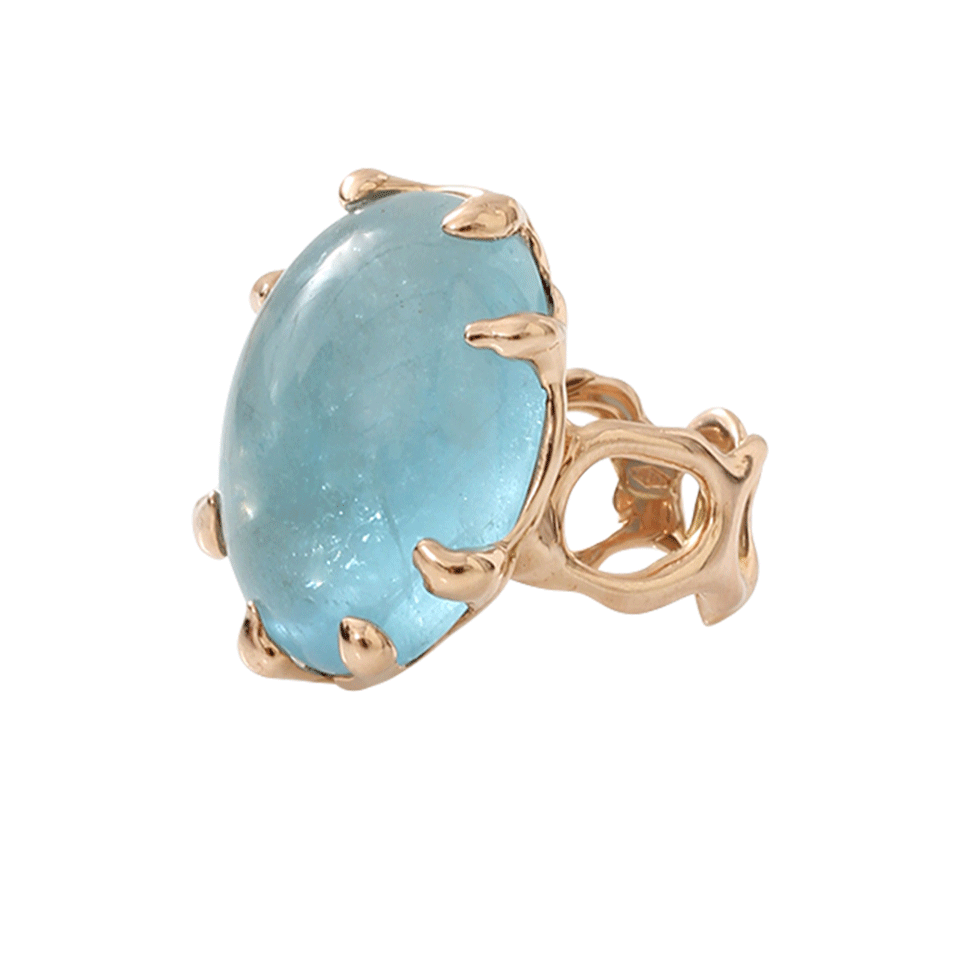 LUCIFER VIR HONESTUS-Aquamarine Chicco Ring-ROSE GOLD