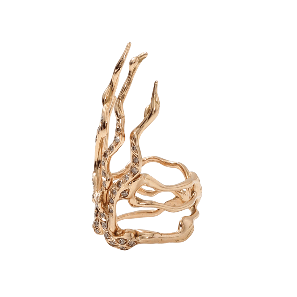 LUCIFER VIR HONESTUS-Cognac Diamond Raptor Ring-ROSE GOLD