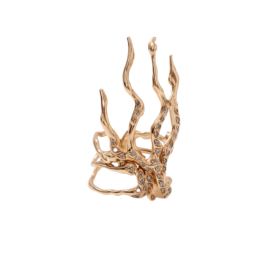 LUCIFER VIR HONESTUS-Cognac Diamond Raptor Ring-ROSE GOLD