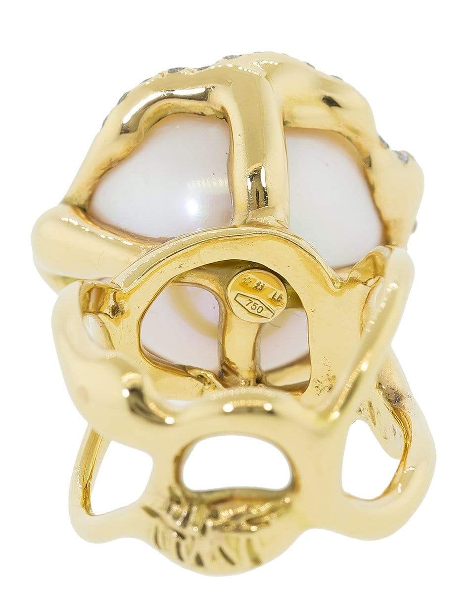 LUCIFER VIR HONESTUS-Fresh Water Pearl And Diamond Cocktail Ring-ROSE GOLD
